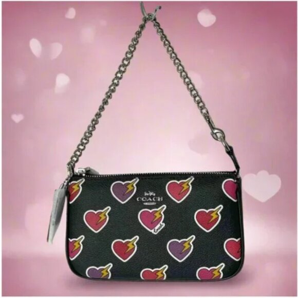 Coach Nolita 19 Shoulder Bag Heart Bolt Black Wristlet Clutch CW452 ORG PKG - Picture 1 of 12